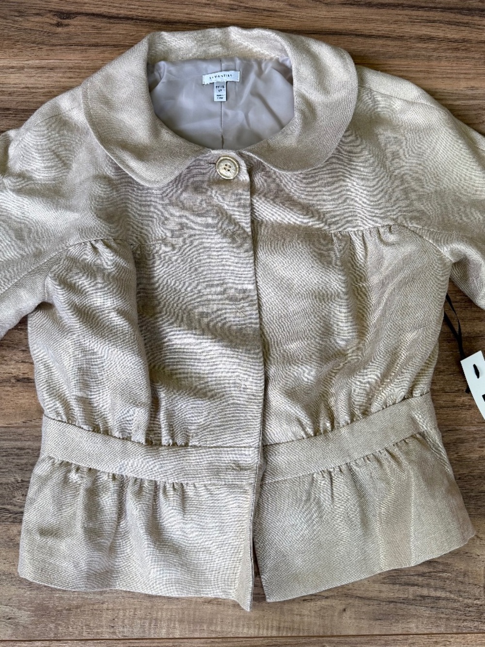 Semantiks 3/4 Sleeved Gold Shimmer Linen Jacket